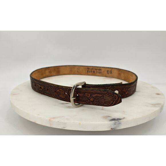 Vintage Tooled Leather Belt – “JOYCE” | Size 30 | Made in USA main image 4